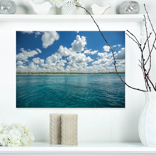 "White in. 20 Fluffy Designart Sea" high in. Canvas Over Artwork Clouds ART x wide DESIGN 12 Oversized Beach