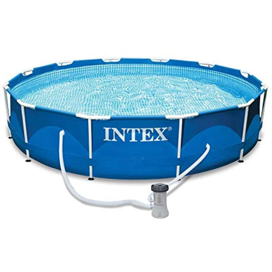 & Above Cover Filter x 12 Metal Set Ground Frame Ft Swimming Pool 30 with Intex Inches