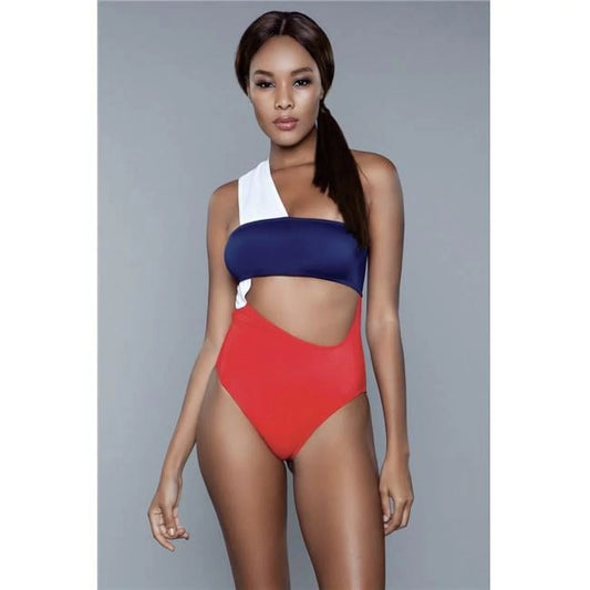 & Swimsuit, Women Medium BeWicked Blue Kennedy Red, - White