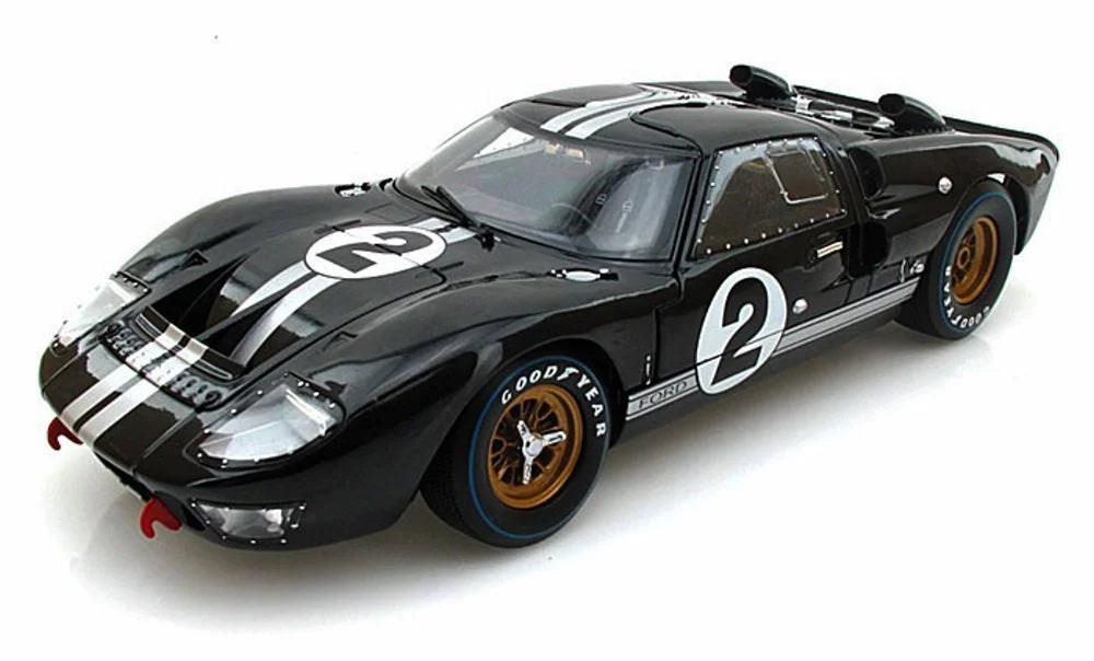 #2, w/Display Car SC408 Shelby Toy 1/18 - Diecast Diecast Case Model Car Black Silver Ford GT-40 Scale MK II w/ Stripes - - 1966